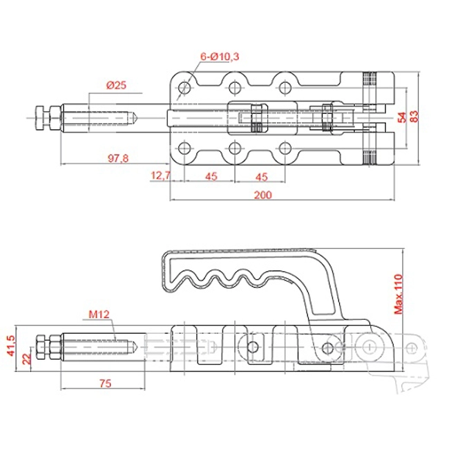 Vendita online Bloccaggio a spinta spintore 75 mm. 2550 Kg.